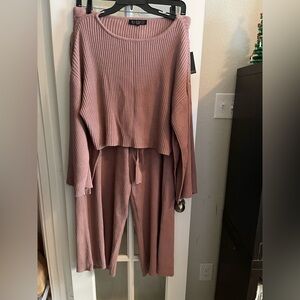 Eloquii Ribbed Mauve Jumpsuit
